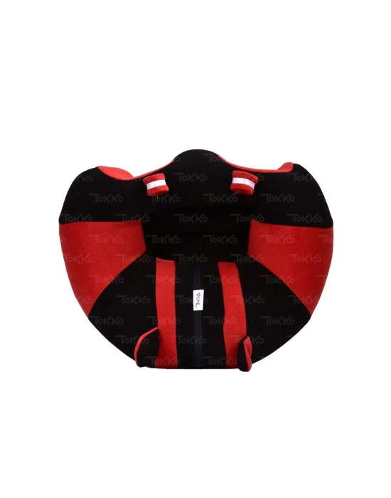 Oyuncaklı Bebek Oturma Destek Minderi - Devrilmez Bebek Koltuğu - Büyük Bebek Oturağı Siyah Kırmızı