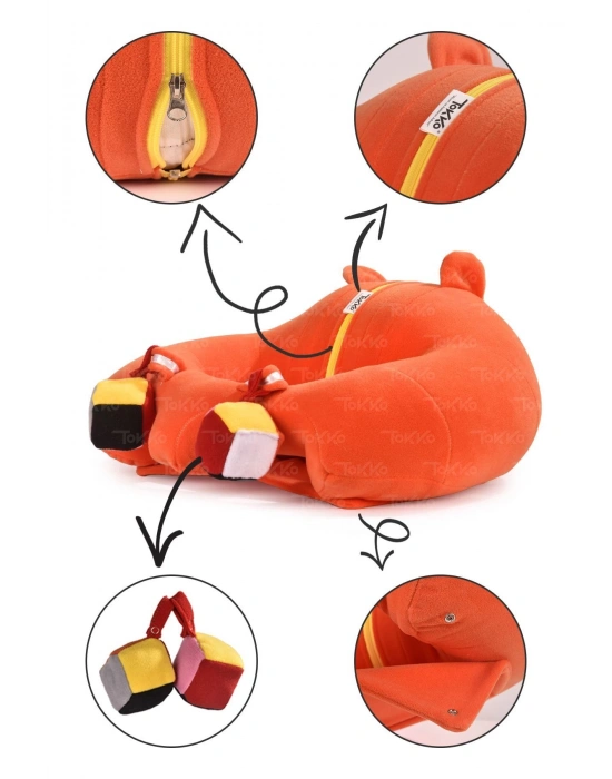 Oyuncaklı Bebek Oturma Destek Minderi - Devrilmez Bebek Koltuğu - Büyük Bebek Oturağı Turuncu