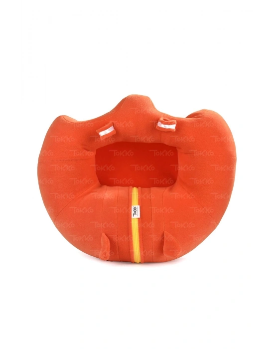 Oyuncaklı Bebek Oturma Destek Minderi - Devrilmez Bebek Koltuğu - Büyük Bebek Oturağı Turuncu