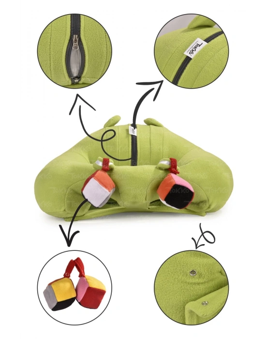 Oyuncaklı Bebek Oturma Destek Minderi - Devrilmez Bebek Koltuğu - Büyük Bebek Oturağı Yeşil