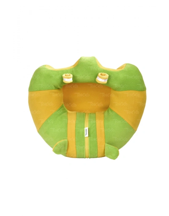 Oyuncaklı Bebek Oturma Destek Minderi - Devrilmez Bebek Koltuğu - Büyük Bebek Oturağı Yeşil Sarı