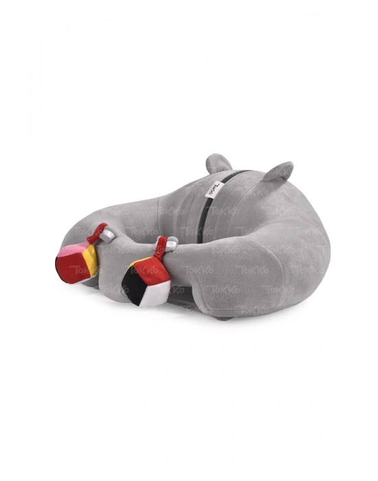 Oyuncaklı Bebek Oturma Destek Minderi - Devrilmez Bebek Koltuğu - Elyaflı Büyük Bebek Oturağı Gri