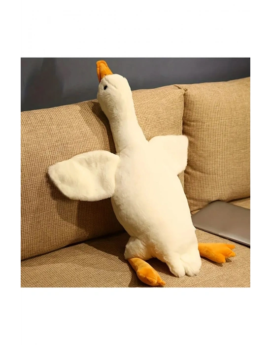 Sevimli Peluş Welsoft Çocuk Uyku Arkadaşım Uçan Kaz 75 Cm Bebek Uyku Yastığı Ördek Beyaz