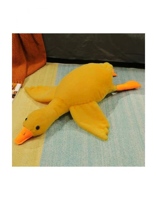 Sevimli Peluş Welsoft Çocuk Uyku Arkadaşım Uçan Kaz 75 Cm Bebek Uyku Yastığı Ördek Hardal