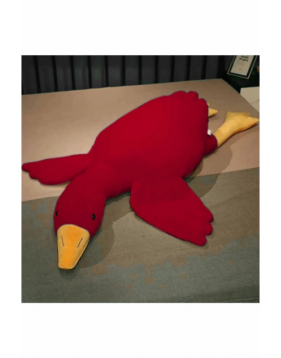 Sevimli Peluş Welsoft Çocuk Uyku Arkadaşım Uçan Kaz 75 Cm Bebek Uyku Yastığı Ördek Kırmızı