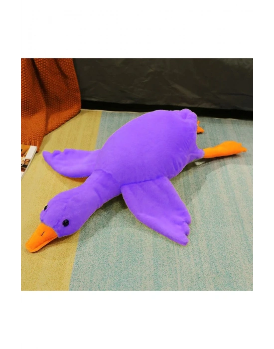 Sevimli Peluş Welsoft Çocuk Uyku Arkadaşım Uçan Kaz 75 Cm Bebek Uyku Yastığı Ördek Lila