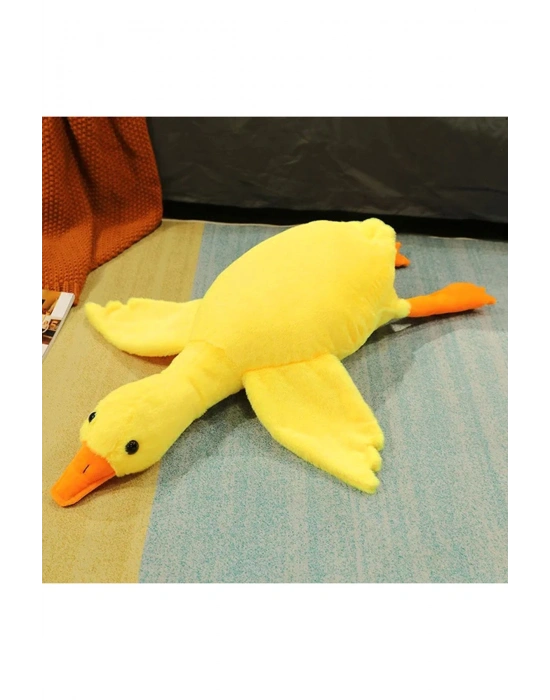 Sevimli Peluş Welsoft Çocuk Uyku Arkadaşım Uçan Kaz 75 Cm Bebek Uyku Yastığı Ördek Sarı