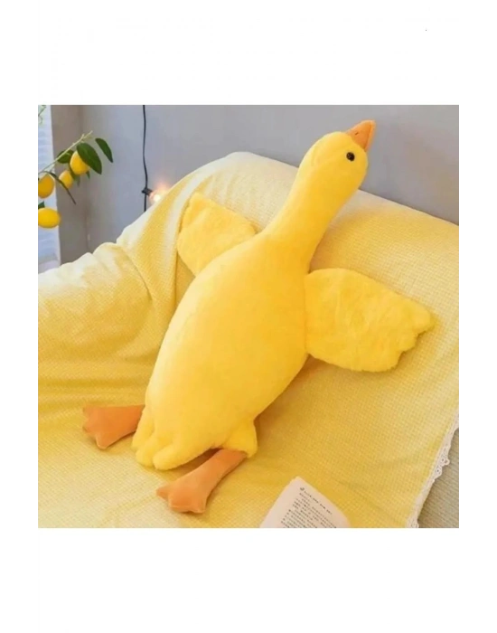 Sevimli Peluş Welsoft Çocuk Uyku Arkadaşım Uçan Kaz 75 Cm Bebek Uyku Yastığı Ördek Sarı