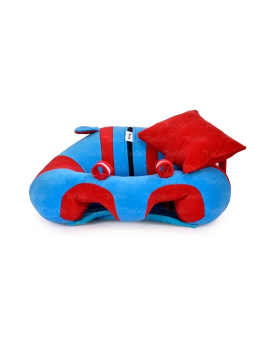 Yastık Hediyeli Bebek  Oturma Destek Minderi - Büyük Bebek Koltuğu  Bordo Mavi