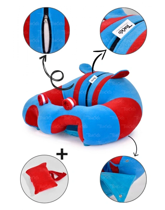 Yastık Hediyeli Bebek  Oturma Destek Minderi - Büyük Bebek Koltuğu  Bordo Mavi