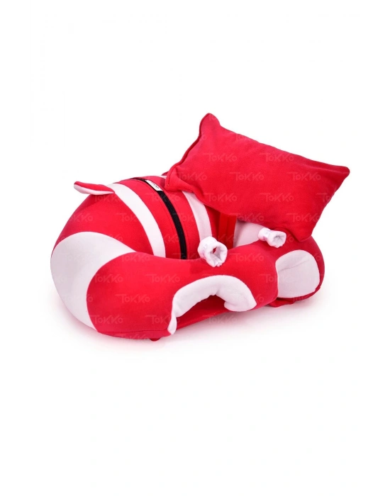 Yastık Hediyeli Bebek  Oturma Destek Minderi - Büyük Bebek Koltuğu  Fuşya Beyaz