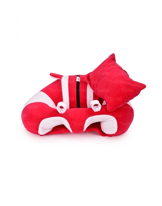 Yastık Hediyeli Bebek  Oturma Destek Minderi - Büyük Bebek Koltuğu  Fuşya Beyaz