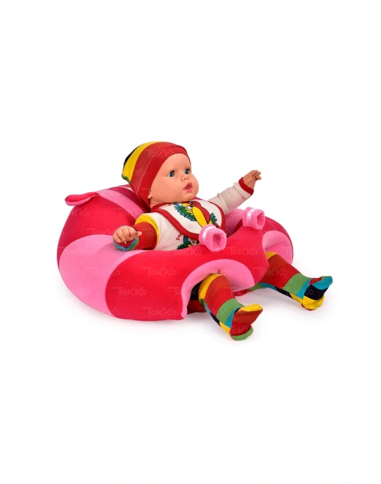 Yastık Hediyeli Bebek  Oturma Destek Minderi - Büyük Bebek Koltuğu  Fuşya Pembe