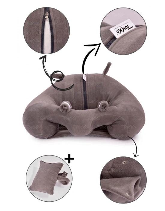 Yastık Hediyeli Bebek  Oturma Destek Minderi - Büyük Bebek Koltuğu  Gri