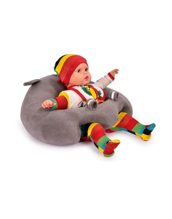 Yastık Hediyeli Bebek  Oturma Destek Minderi - Büyük Bebek Koltuğu  Gri