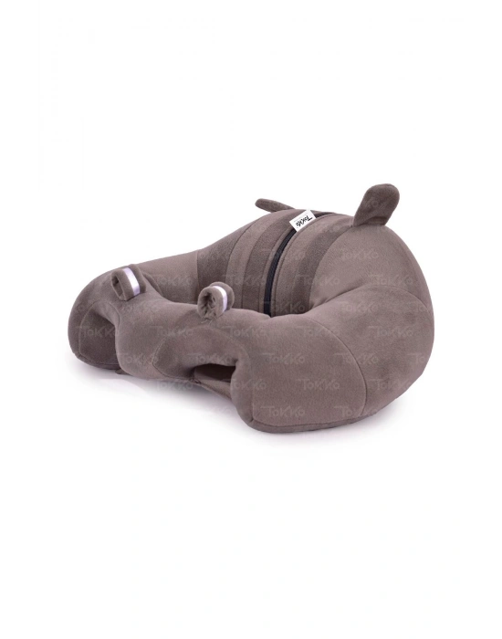 Yastık Hediyeli Bebek  Oturma Destek Minderi - Büyük Bebek Koltuğu  Gri