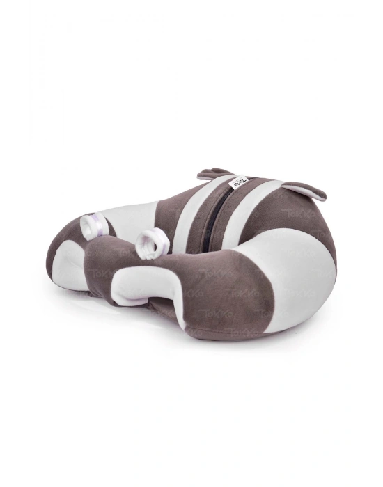 Yastık Hediyeli Bebek  Oturma Destek Minderi - Büyük Bebek Koltuğu  Gri Beyaz