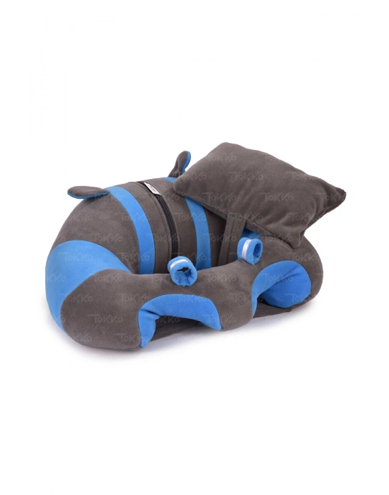 Yastık Hediyeli Bebek  Oturma Destek Minderi - Büyük Bebek Koltuğu  Gri Mavi