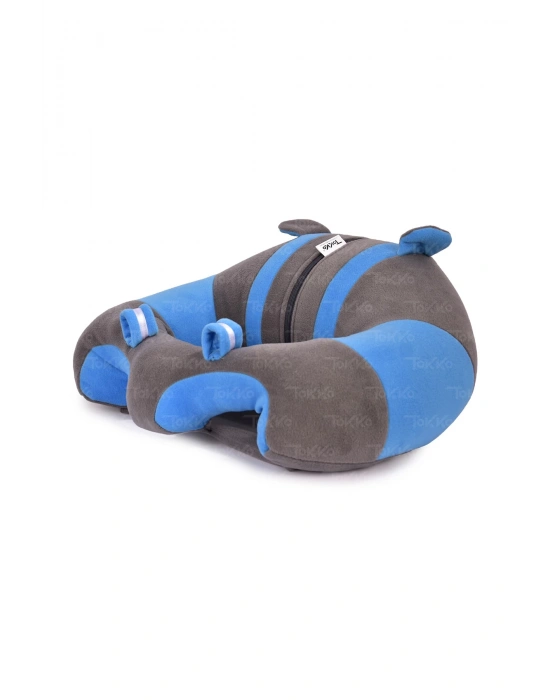 Yastık Hediyeli Bebek  Oturma Destek Minderi - Büyük Bebek Koltuğu  Gri Mavi