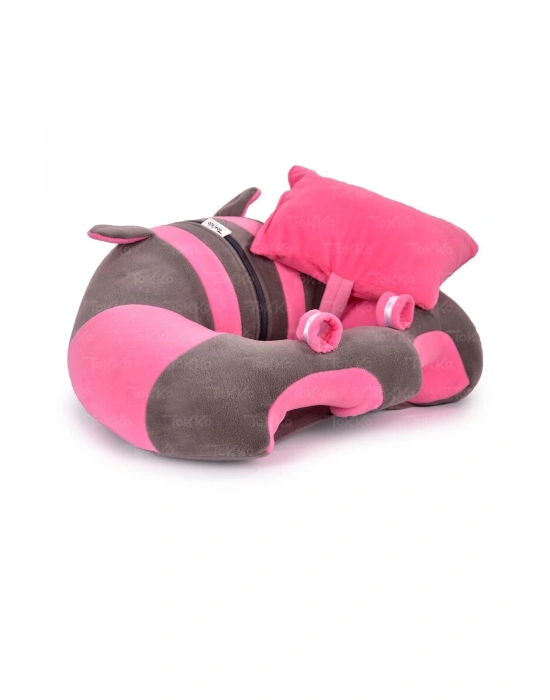 Yastık Hediyeli Bebek  Oturma Destek Minderi - Büyük Bebek Koltuğu  Gri Pembe