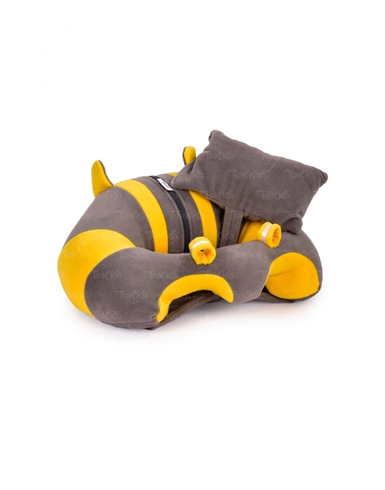 Yastık Hediyeli Bebek  Oturma Destek Minderi - Büyük Bebek Koltuğu Gri Sarı