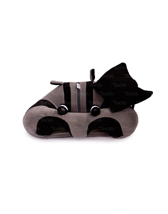 Yastık Hediyeli Bebek  Oturma Destek Minderi - Büyük Bebek Koltuğu  Gri Siyah