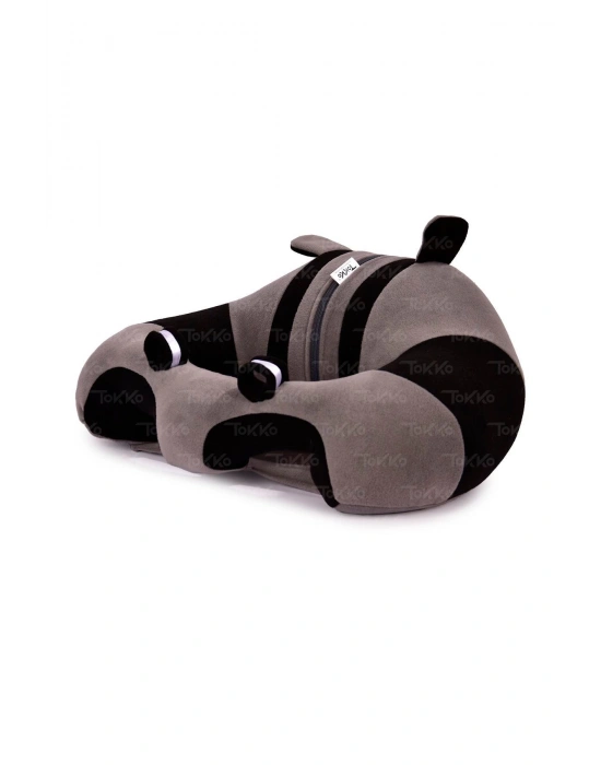 Yastık Hediyeli Bebek  Oturma Destek Minderi - Büyük Bebek Koltuğu  Gri Siyah