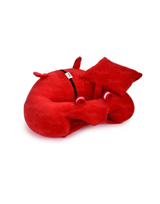 Yastık Hediyeli Bebek  Oturma Destek Minderi - Büyük Bebek Koltuğu  Kırmızı