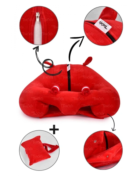 Yastık Hediyeli Bebek  Oturma Destek Minderi - Büyük Bebek Koltuğu  Kırmızı