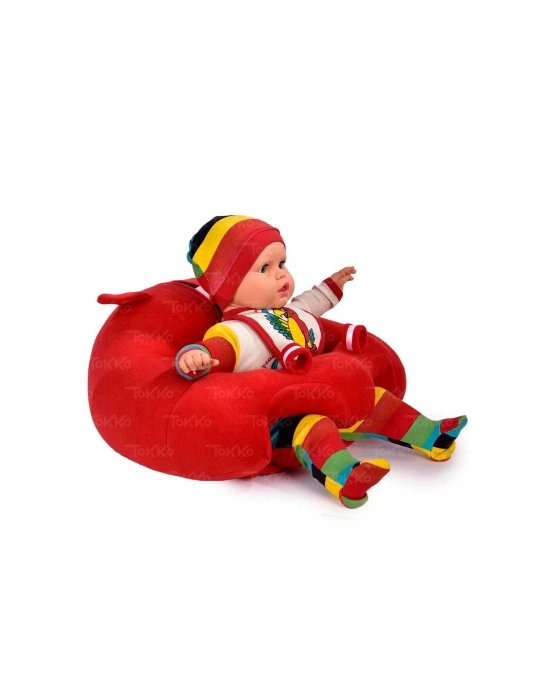 Yastık Hediyeli Bebek  Oturma Destek Minderi - Büyük Bebek Koltuğu  Kırmızı
