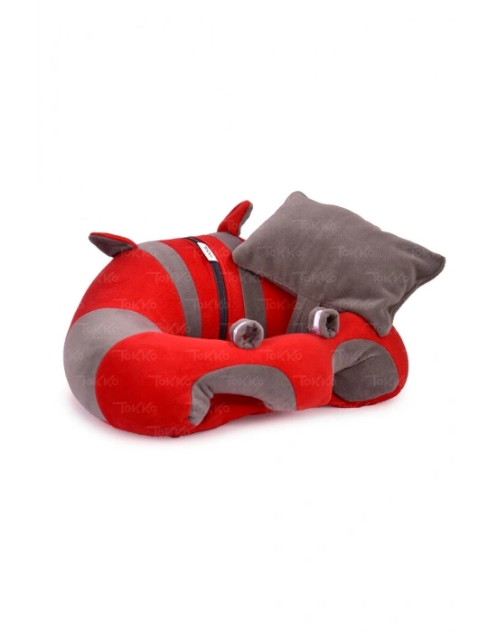 Yastık Hediyeli Bebek  Oturma Destek Minderi - Büyük Bebek Koltuğu  Kırmızı Gri