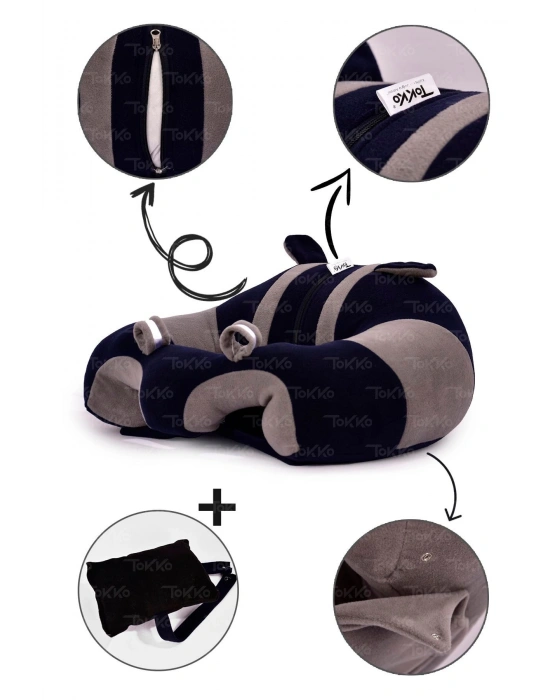 Yastık Hediyeli Bebek  Oturma Destek Minderi - Büyük Bebek Koltuğu  Lacivet Gri