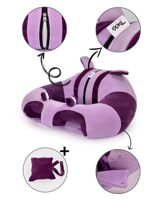 Yastık Hediyeli Bebek  Oturma Destek Minderi - Büyük Bebek Koltuğu  Lila Mor