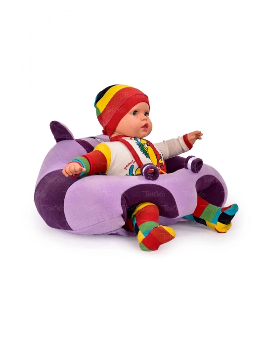 Yastık Hediyeli Bebek  Oturma Destek Minderi - Büyük Bebek Koltuğu  Lila Mor