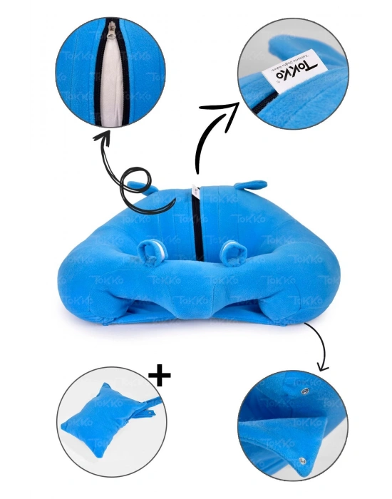 Yastık Hediyeli Bebek  Oturma Destek Minderi - Büyük Bebek Koltuğu  Mavi