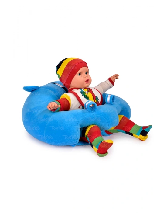 Yastık Hediyeli Bebek  Oturma Destek Minderi - Büyük Bebek Koltuğu  Mavi