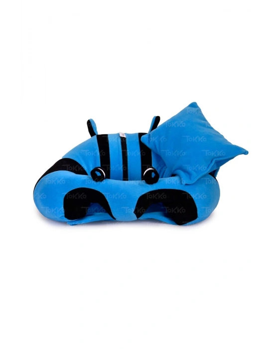 Yastık Hediyeli Bebek  Oturma Destek Minderi - Büyük Bebek Koltuğu  Mavi Siyah