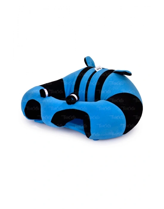 Yastık Hediyeli Bebek  Oturma Destek Minderi - Büyük Bebek Koltuğu  Mavi Siyah