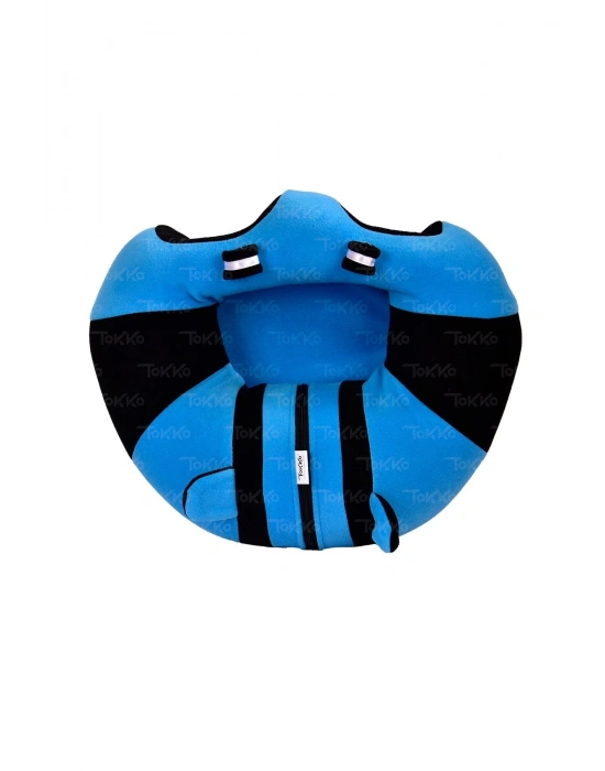 Yastık Hediyeli Bebek  Oturma Destek Minderi - Büyük Bebek Koltuğu  Mavi Siyah