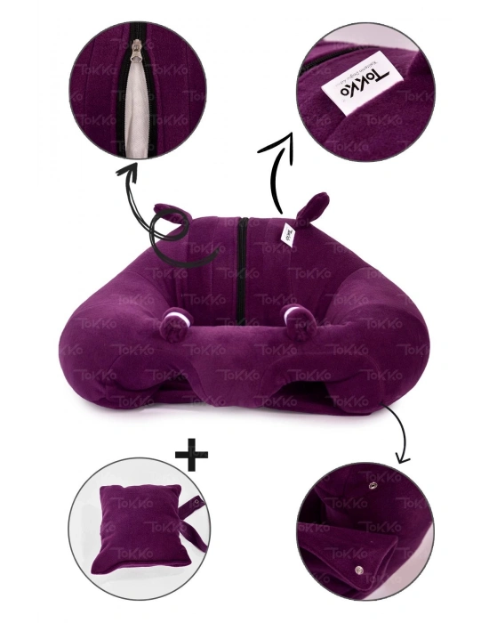 Yastık Hediyeli Bebek  Oturma Destek Minderi - Büyük Bebek Koltuğu  Mor