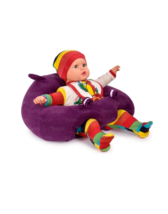 Yastık Hediyeli Bebek  Oturma Destek Minderi - Büyük Bebek Koltuğu  Mor