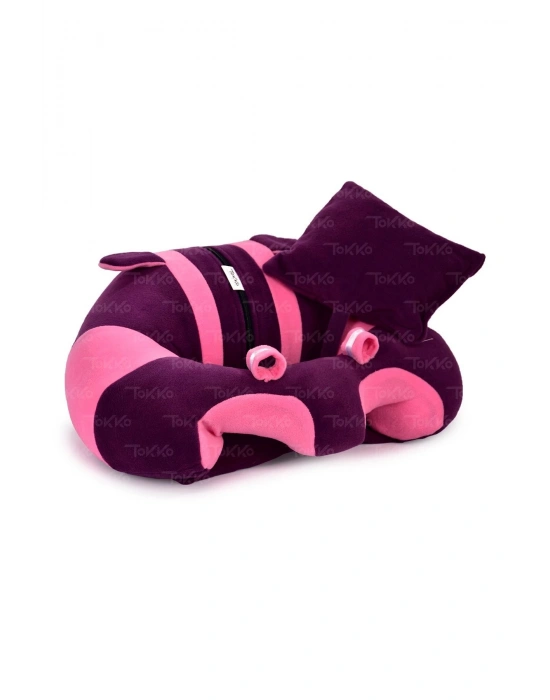 Yastık Hediyeli Bebek  Oturma Destek Minderi - Büyük Bebek Koltuğu  Mor Pembe