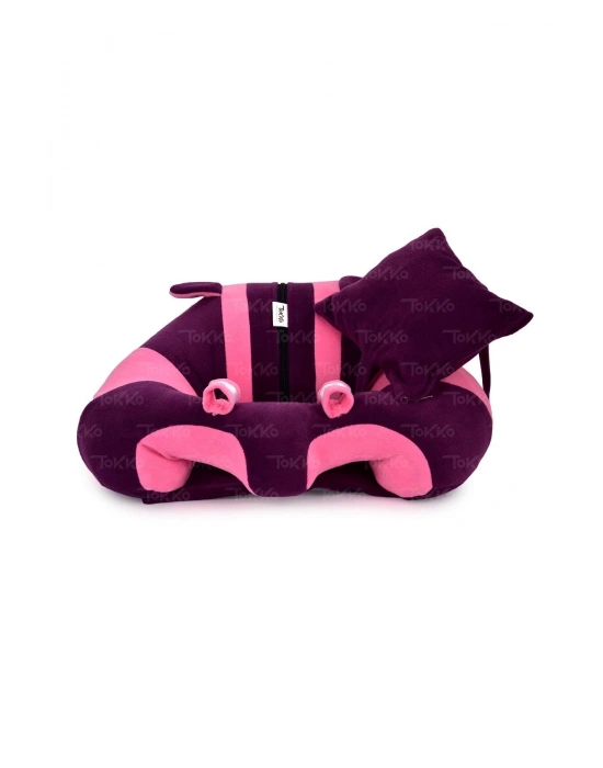 Yastık Hediyeli Bebek  Oturma Destek Minderi - Büyük Bebek Koltuğu  Mor Pembe