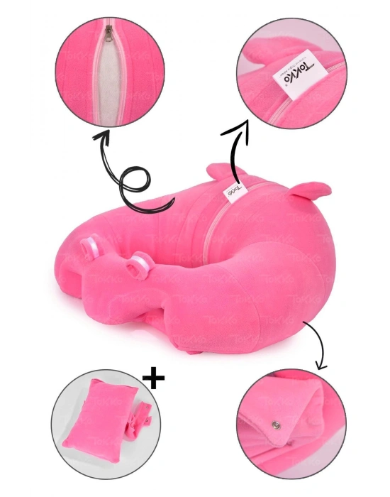 Yastık Hediyeli Bebek  Oturma Destek Minderi - Büyük Bebek Koltuğu  Pembe