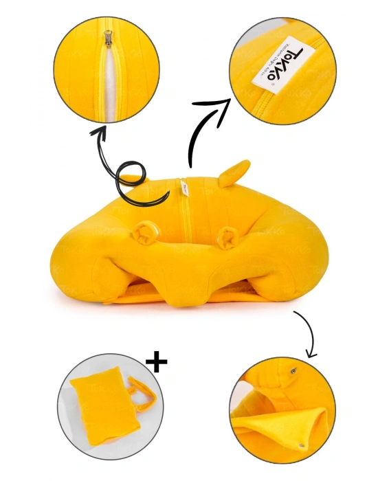 Yastık Hediyeli Bebek  Oturma Destek Minderi - Büyük Bebek Koltuğu  Sarı