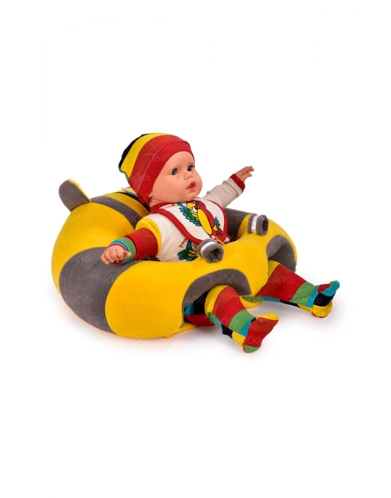 Yastık Hediyeli Bebek  Oturma Destek Minderi - Büyük Bebek Koltuğu  Sarı Gri