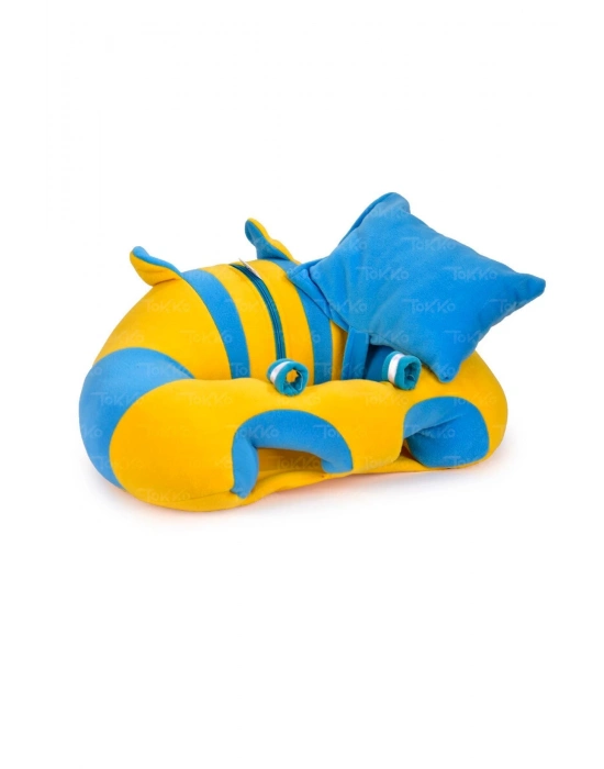 Yastık Hediyeli Bebek  Oturma Destek Minderi - Büyük Bebek Koltuğu  Sarı Mavi