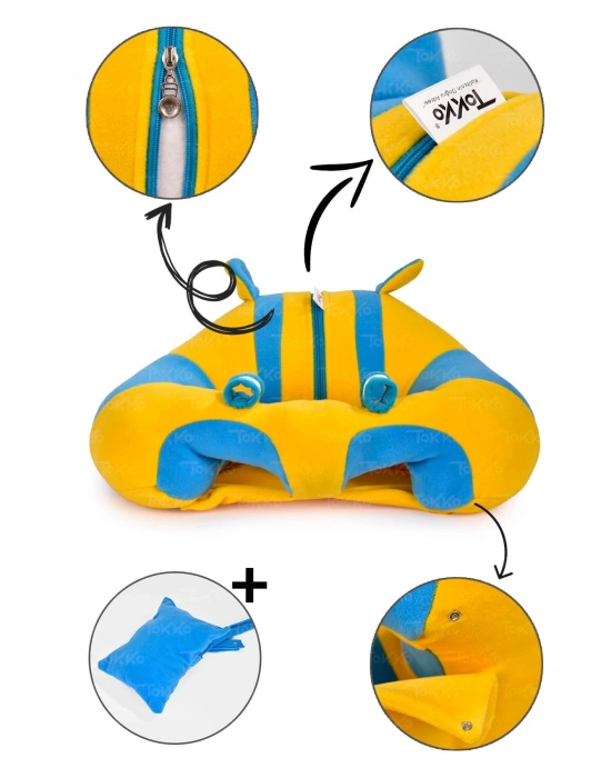 Yastık Hediyeli Bebek  Oturma Destek Minderi - Büyük Bebek Koltuğu  Sarı Mavi