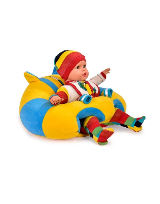 Yastık Hediyeli Bebek  Oturma Destek Minderi - Büyük Bebek Koltuğu  Sarı Mavi