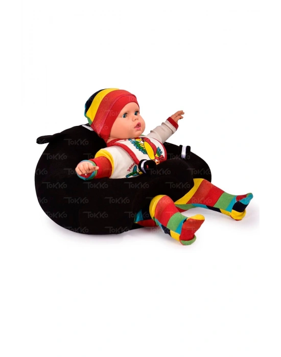 Yastık Hediyeli Bebek  Oturma Destek Minderi - Büyük Bebek Koltuğu  Siyah